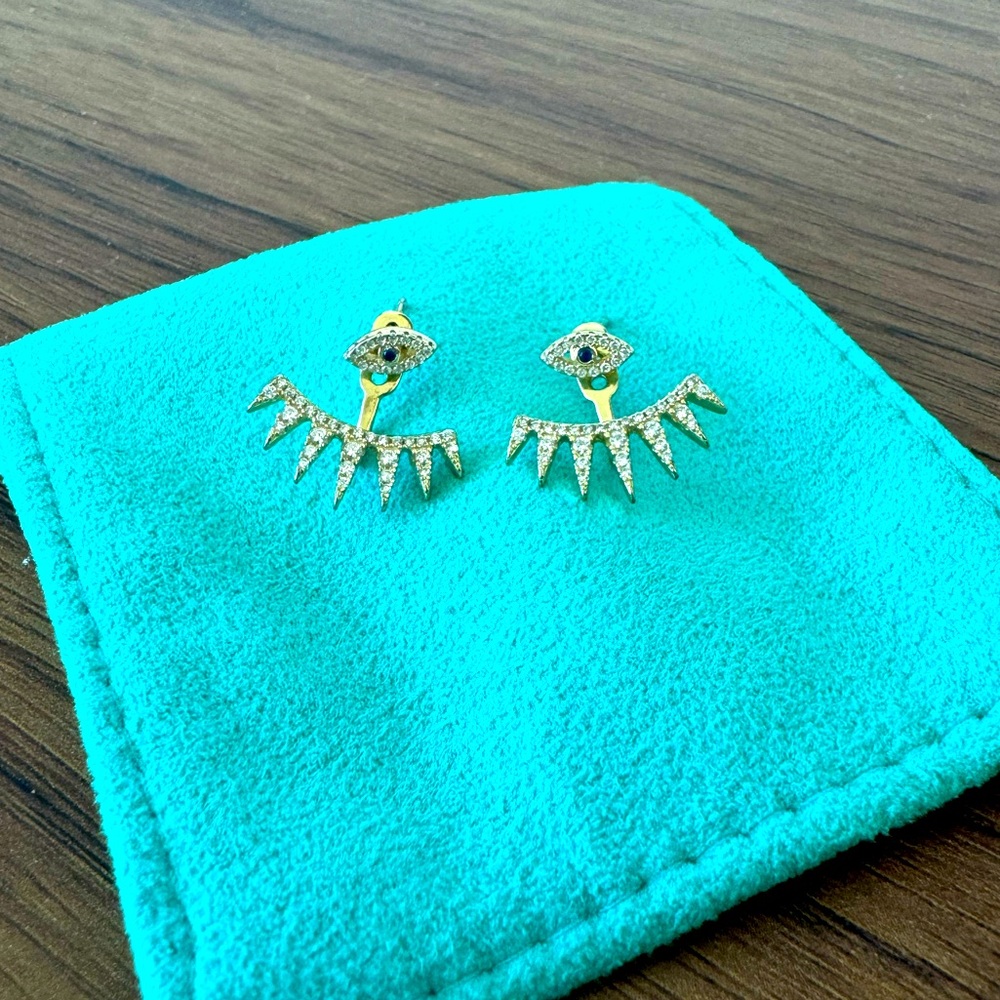 Vintage Authentic 925 Silver & Diamond w/ Gold Vermeil Cover Earrings